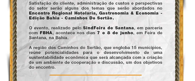 Encontro Regional Hotelaria, Gastronomia & Economia em Feira de Santana (BA) – 7 e 8 de junh8