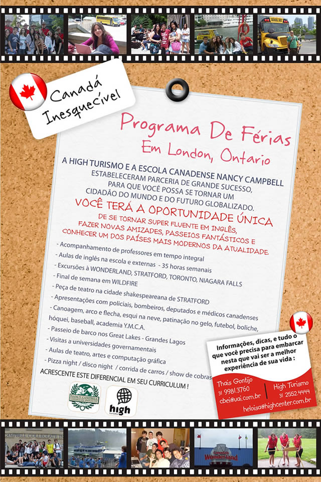 Programa de Férias / Julho 2012: Inglês no Canadá para Empresários e Universitários - High Turismo